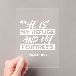 Psalm 91:2 Mijn schuilplaats en mijn vesting Chris Acryl Uitnodigingen