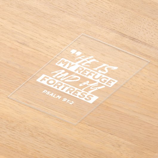 Psalm 91:2 Mijn schuilplaats en mijn vesting Chris Acryl Uitnodigingen (Laagn)