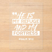 Psalm 91:2 Mijn schuilplaats en mijn vesting Chris Acryl Uitnodigingen (Voorkant)