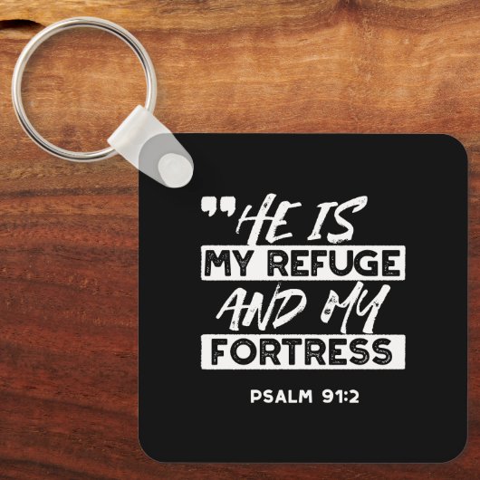 Psalm 91:2 Mijn schuilplaats en mijn vesting Chris Sleutelhanger (Voorkant)