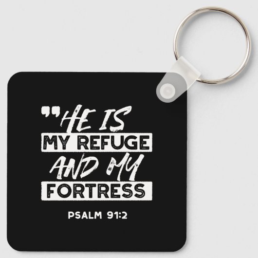 Psalm 91:2 Mijn schuilplaats en mijn vesting Chris Sleutelhanger (Achterkant)