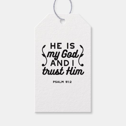 Psalm 91:2 – Trust in God Christian Bible Verse Cadeaulabel (Voorkant)