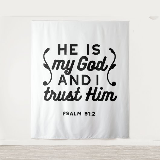 Psalm 91:2 – Trust in God Christian Bible Verse Wandkleed (Voorkant)