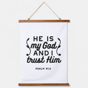 Psalm 91:2 – Vertrouw op God Christelijke Bijbelte Hangend Wandkleed