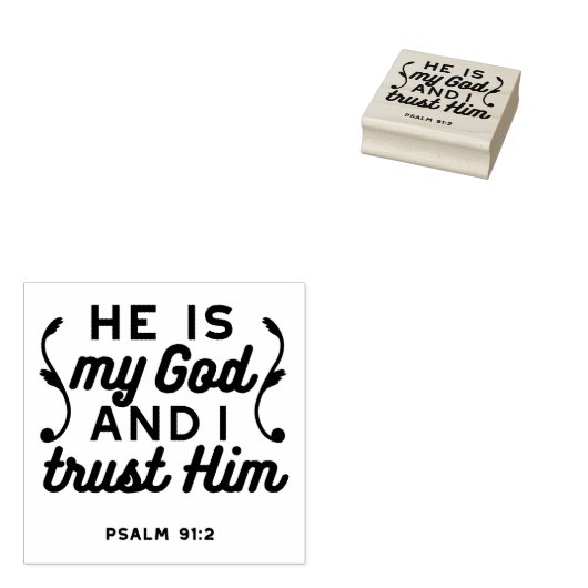 Psalm 91:2 – Vertrouw op God Christelijke Bijbelte Rubberstempel (Gestempeld)