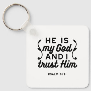 Psalm 91:2 – Vertrouw op God Christelijke Bijbelte Sleutelhanger