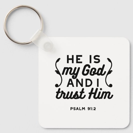 Psalm 91:2 – Vertrouw op God Christelijke Bijbelte Sleutelhanger (Voorkant)