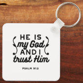 Psalm 91:2 – Vertrouw op God Christelijke Bijbelte Sleutelhanger (Achterkant)