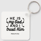 Psalm 91:2 – Vertrouw op God Christelijke Bijbelte Sleutelhanger (Achterkant)