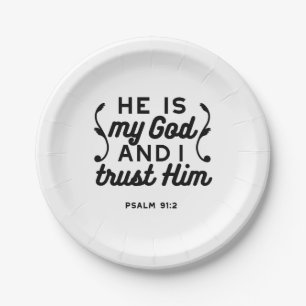 Psalm 91:2 – Vertrouw op God Christelijke Bijbelve Papieren Bordje