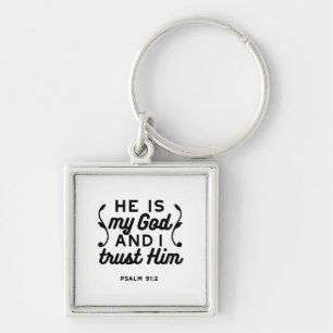 Psalm 91:2 – Vertrouw op God Christelijke Bijbelve Sleutelhanger