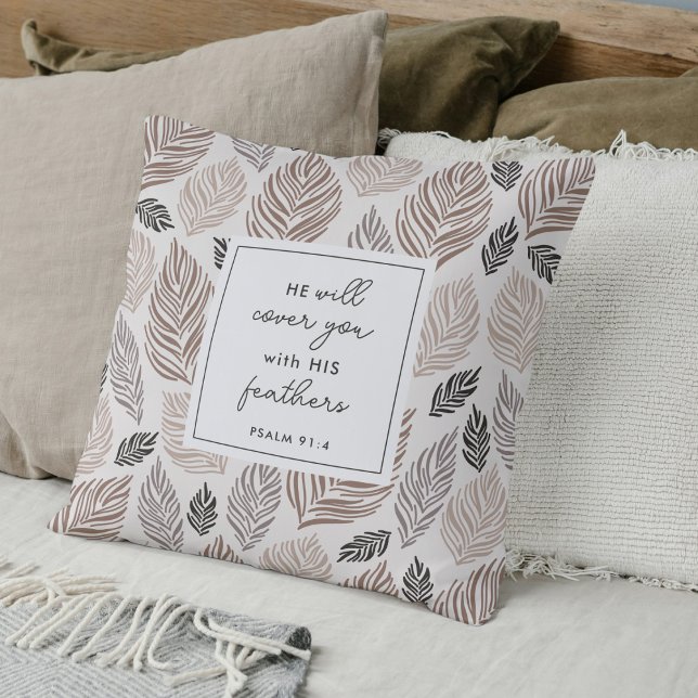 Psalm 91:4 Aangepaste Gebed houden sake Gift Moder Kussen (Modern Christian prayer pillow with Psalm 91:4 and a heartfelt poem.)