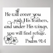 Psalm 91:4 afdrukken poster (Voorkant)