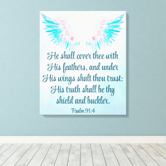 psalm 91:4 canvas afdruk (Insitu (Houten vloer))