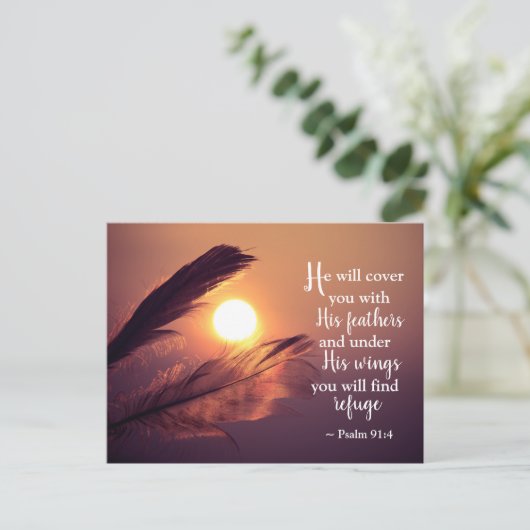 Psalm 91:4 Hij zal je bedekken met zijn vaders Briefkaart (Staand voorkant)