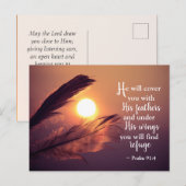 Psalm 91:4 Hij zal je bedekken met zijn vaders Briefkaart (Voorkant / Achterkant)