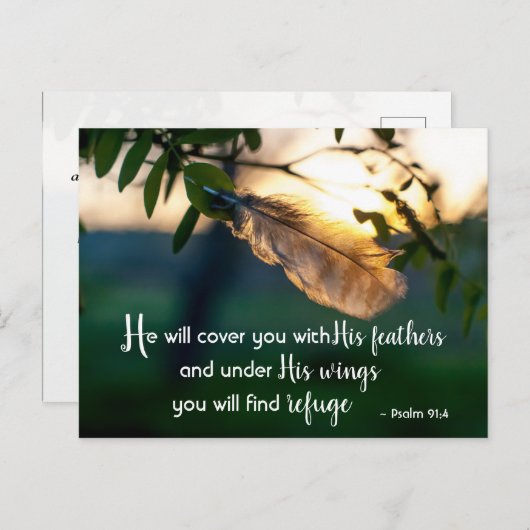 Psalm 91:4 Hij zal je bedekken met zijn vaders Briefkaart (Voorkant / Achterkant)