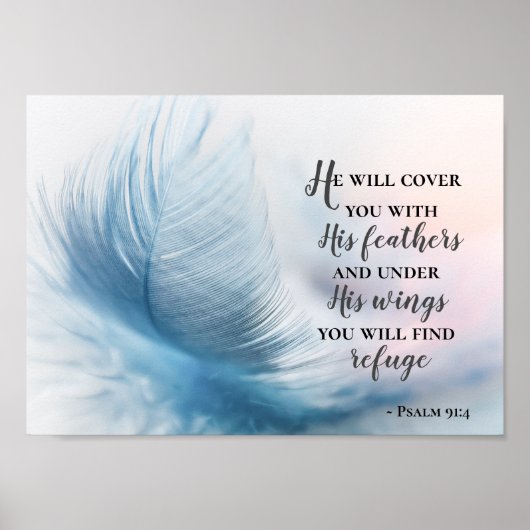 Psalm 91:4 Hij zal je bedekken met zijn vaders Poster (Voorkant)