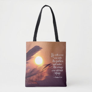 Psalm 91:4 Hij zal je bedekken met zijn vaders Tote Bag