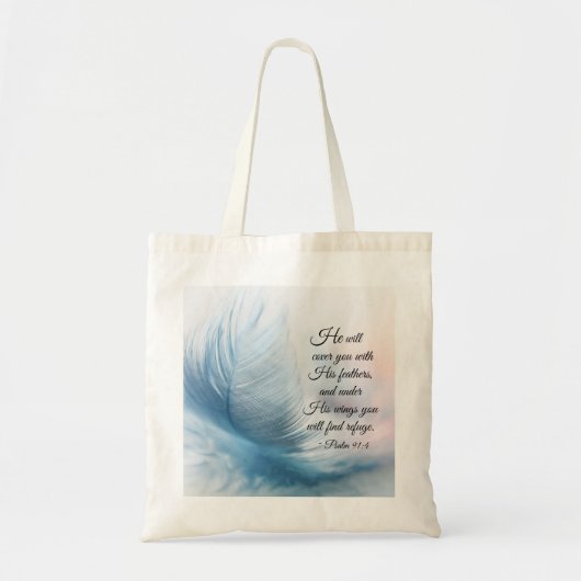Psalm 91:4 Hij zal je bedekken met zijn vaders Tote Bag (Voorkant)