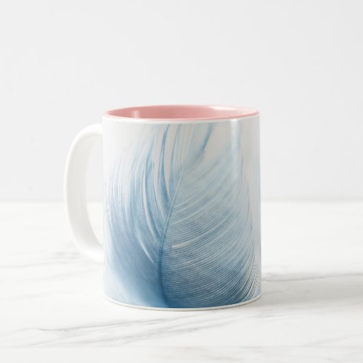 Psalm 91:4 Hij zal je bedekken met zijn vaders Tweekleurige Koffiemok (Voorkant links)