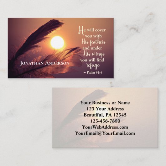 Psalm 91:4 Hij zal je bedekken met zijn vaders Visitekaartje (Voorkant / Achterkant)