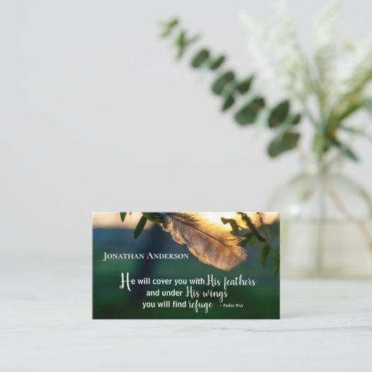Psalm 91:4 Hij zal je bedekken met zijn vaders Visitekaartje (Staand voorkant)