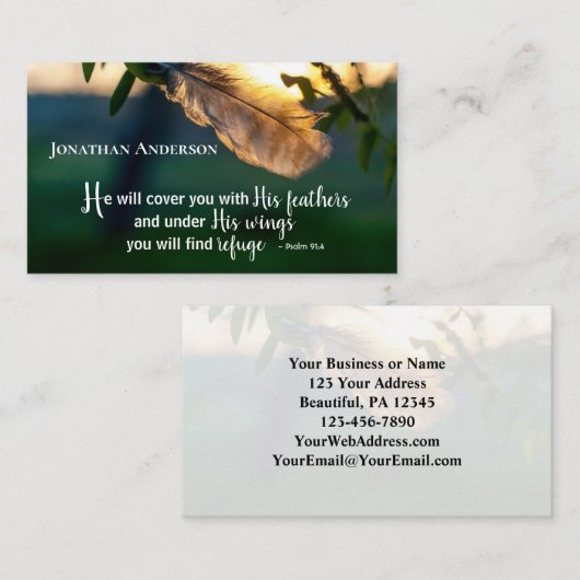 Psalm 91:4 Hij zal je bedekken met zijn vaders Visitekaartje (Voorkant / Achterkant)