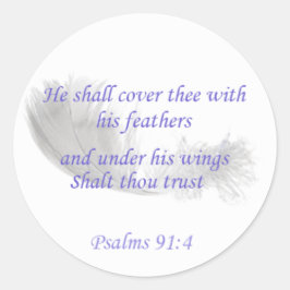 Psalm 91:4 Hij zal u met Zijn vleugels dekken Ronde Sticker