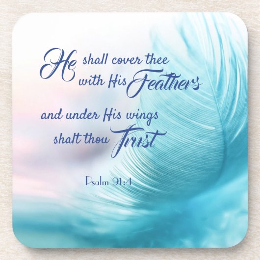 Psalm 91:4 King James Hard Plastic Onderzetters (Voorkant)