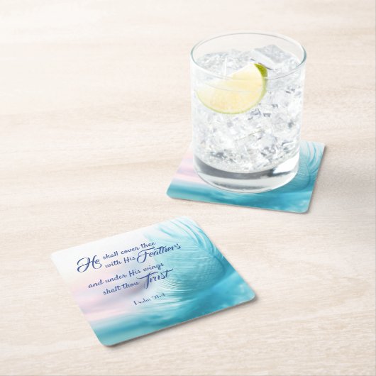 Psalm 91:4 King James Square Onderzetters (Insitu)