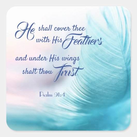 Psalm 91:4 King James Square Stickers (Voorkant)