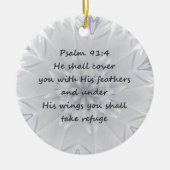 Psalm 91:4 luidt Gods Inspirerend Keramisch Ornament (Voorkant)