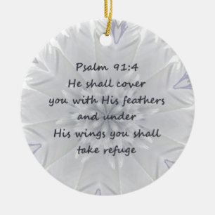 Psalm 91:4 luidt Gods Inspirerend Keramisch Ornament