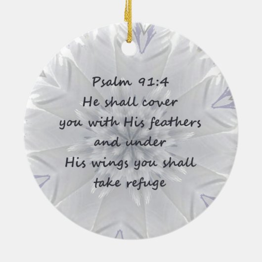 Psalm 91:4 luidt Gods Inspirerend Keramisch Ornament (Achterkant)