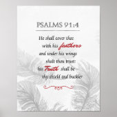 Psalm 91:4 Monochrome veren Poster (Voorkant)