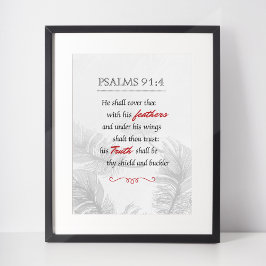 Psalm 91:4 Monochrome veren Poster