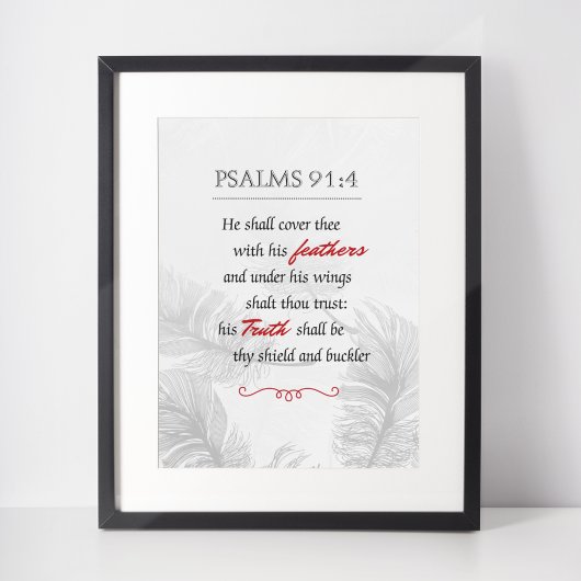 Psalm 91:4 Monochrome veren Poster