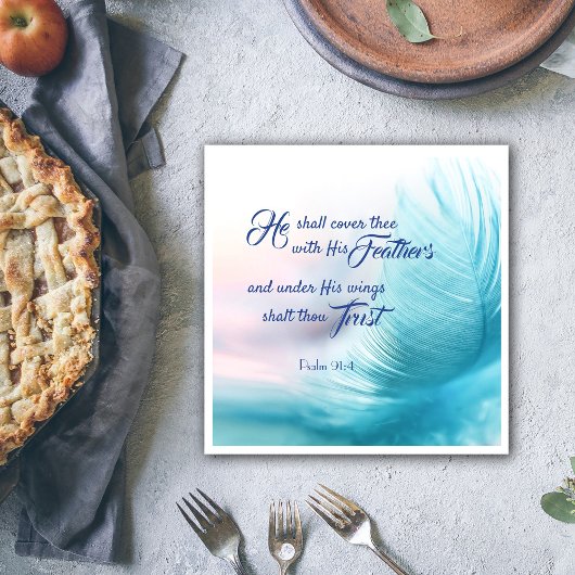 Psalm 91:4 Paper Napkins - King James Version Servet