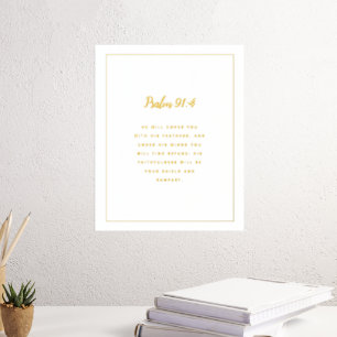 Psalm 91:4-script in Gold Folie Afdrukken