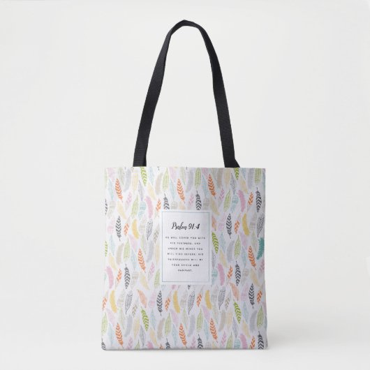 Psalm 91:4-script tote bag (Voorkant)