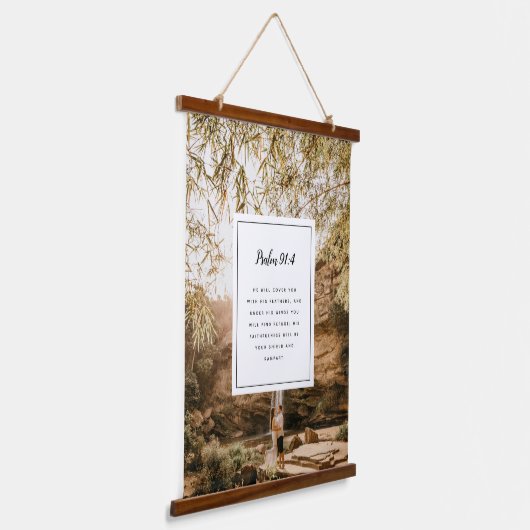 Psalm 91:4 Scripture and Custom Photo Print Hangend Wandkleed (Gebogen)