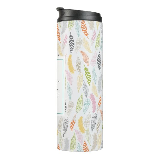 Psalm 91:4 Scripture and Feather Design Thermosbeker (Geroteerd rechts)