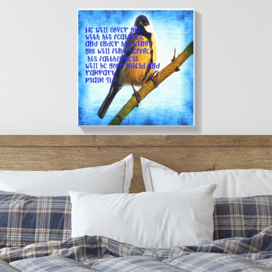 Psalm 91:4 trouw canvas afdruk (Insitu (Slaapkamer))