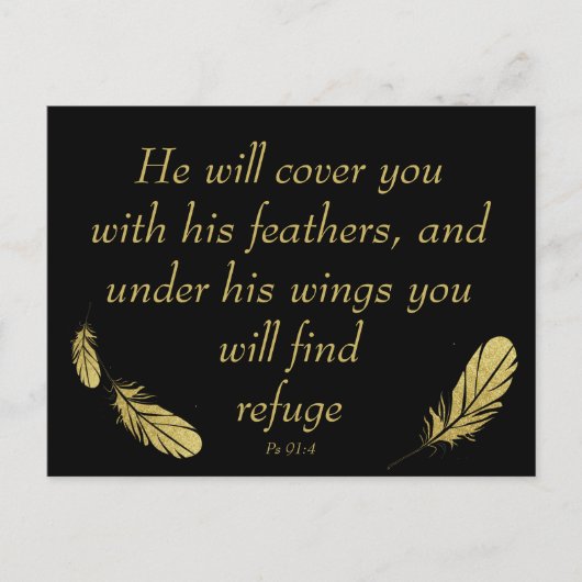 Psalm 91:4 Wings Gods beschermings Bijbelscriptie Briefkaart (Voorkant)
