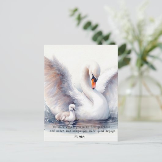 Psalm 91:4 Wings Gods beschermings Bijbelscriptie Briefkaart (Staand voorkant)