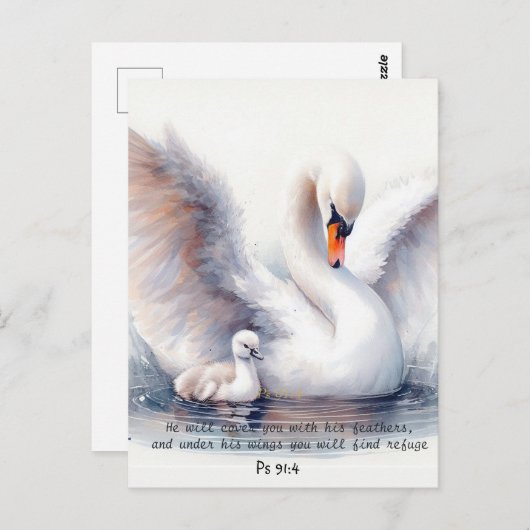 Psalm 91:4 Wings Gods beschermings Bijbelscriptie Briefkaart (Voorkant / Achterkant)