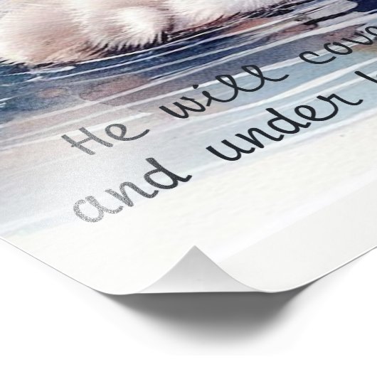 Psalm 91:4 Wings Gods beschermings Bijbelscriptie Foto Afdruk (Hoek)