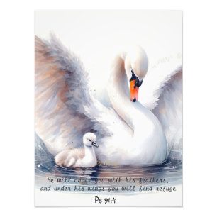 Psalm 91:4 Wings Gods beschermings Bijbelscriptie Foto Afdruk