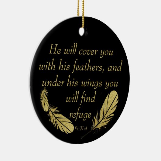 Psalm 91:4 Wings Gods beschermings Bijbelscriptie Keramisch Ornament (Rechts)